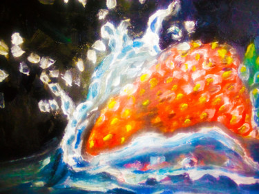 Картина под названием "Клубника в брызгах…" - Prosto Nastasya, Подлинное произведение искусства, Масло