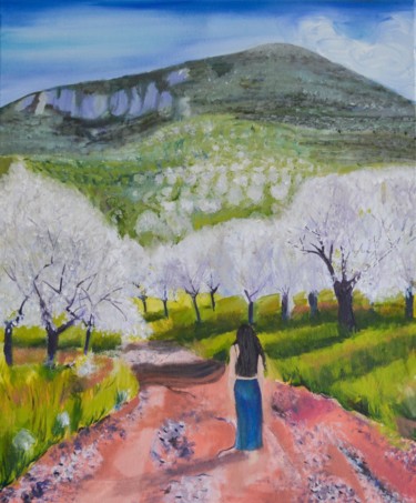 Peinture intitulée "“A Path on the Plum…" par Seha Nur Karatas, Œuvre d'art originale, Huile