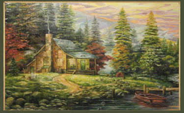Painting titled "Пейзаж" by Helen Arts, Original Artwork, Oil