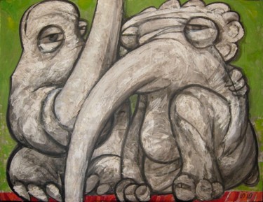 Картина под названием "двое" - Ivan Podgainyi, Подлинное произведение искусства, Масло
