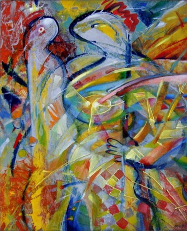 Картина под названием "фигуры, диалог" - Ivan Podgainyi, Подлинное произведение искусства, Масло