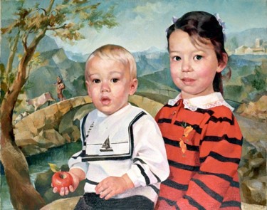 Картина под названием "дети Фалька" - Ivan Podgainyi, Подлинное произведение искусства, Масло