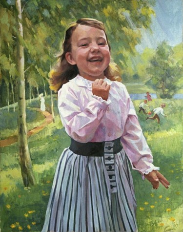 Painting titled "на лужайке" by Ivan Podgainyi, Original Artwork, Oil