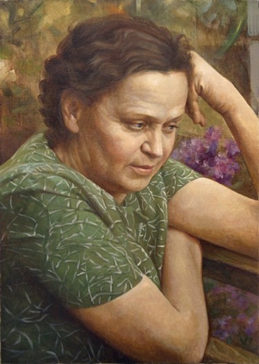 Painting titled "портрет матери А. Б…" by Ivan Podgainyi, Original Artwork, Oil