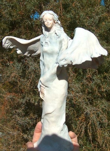 Sculpture titled "Anioł 6" by Podl, Original Artwork, Polymer clay