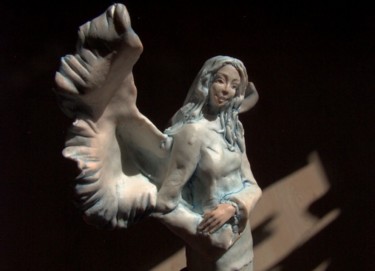 Sculpture titled "Anioł 5" by Podl, Original Artwork, Polymer clay