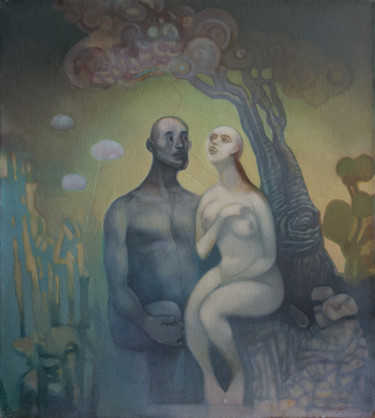 Painting titled "L'homme et la femme" by Alexei Pakhomov, Original Artwork, Oil