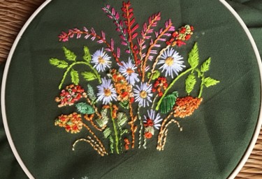 Текстильное искусство под названием "Fleurs du printemps" - Lisette, Подлинное произведение искусства, вышивка