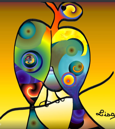 Digital Arts titled "Oiseau" by Lisette, Original Artwork, Digital Painting