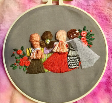 Textile Art titled "Jour de fête" by Lisette, Original Artwork, Embroidery