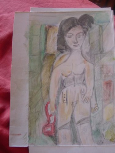 Drawing titled "Mode sans complexe" by Lisette, Original Artwork, Watercolor