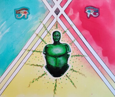 Painting titled "The Heartscarab" by Poeta Immortalis, Original Artwork, Watercolor