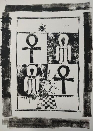 Printmaking titled "Spiel der Herzen" by Poeta Immortalis, Original Artwork, Linocuts