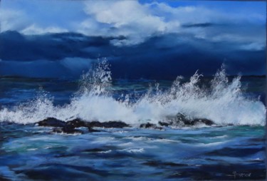 Peinture intitulée "Mer agitée" par Sylvie Poirson, Œuvre d'art originale, Pastel