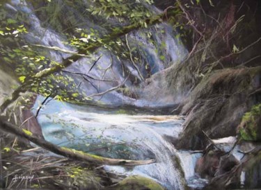 Peinture intitulée "Rivière 1 #artistsu…" par Sylvie Poirson, Œuvre d'art originale, Pastel