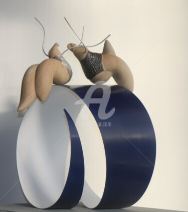 Sculpture intitulée "Sur la vague" par Didier Poisson, Œuvre d'art originale, Acier inoxydable