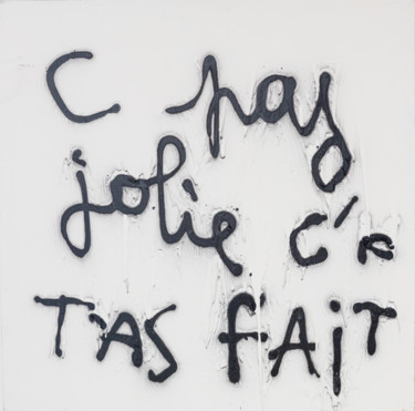 Painting titled "C pas joli c’ke t’a…" by Pol Attard, Original Artwork, Spray paint Mounted on Wood Stretcher frame