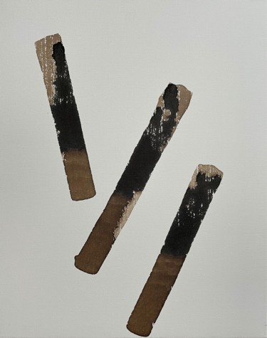 Ζωγραφική με τίτλο "bâtons" από Pol Attard, Αυθεντικά έργα τέχνης, Λάδι Τοποθετήθηκε στο Ξύλινο φορείο σκελετό