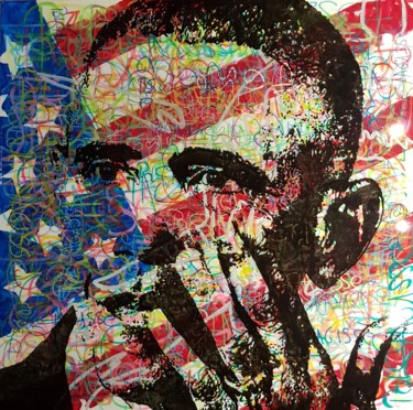 Peinture intitulée "Obama" par Pol Chagasse, Œuvre d'art originale
