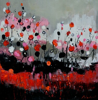 Картина под названием "Red and black dots" - Pol Ledent, Подлинное произведение искусства, Масло Установлен на Деревянная ра…
