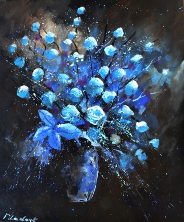 Картина под названием "Blus still life" - Pol Ledent, Подлинное произведение искусства, Масло Установлен на Деревянная рама…
