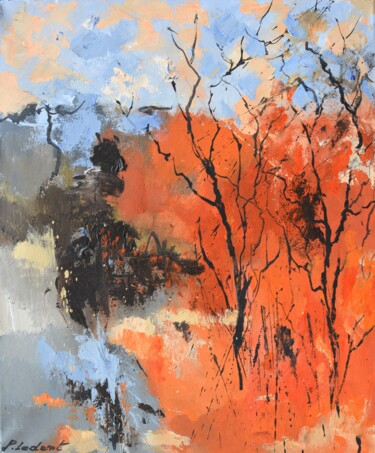 Malerei mit dem Titel "Abstract autumn lan…" von Pol Ledent, Original-Kunstwerk, Öl Auf Keilrahmen aus Holz montiert