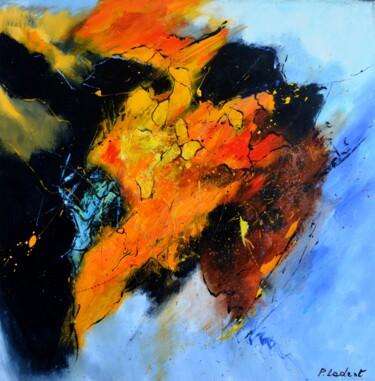 Painting titled "Abstract bull head" by Pol Ledent, Original Artwork, Oil Mounted on Wood Stretcher frame