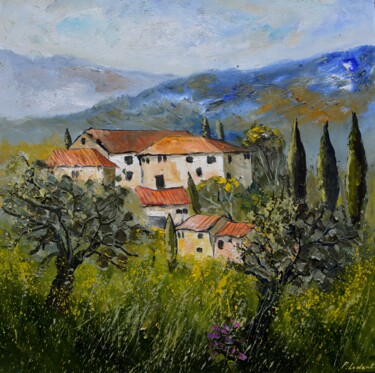 Painting titled "Tuscany" by Pol Ledent, Original Artwork, Oil Mounted on Wood Stretcher frame