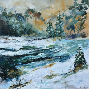 Painting titled "winter 8896" by Pol Ledent, Original Artwork, Oil Mounted on Wood Stretcher frame