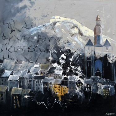 Картина под названием "Dinant town in Belg…" - Pol Ledent, Подлинное произведение искусства, Масло Установлен на Деревянная…