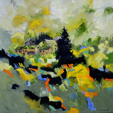 Картина под названием "Houses in my countr…" - Pol Ledent, Подлинное произведение искусства, Масло Установлен на Деревянная…
