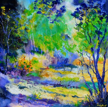 Painting titled "A clearing" by Pol Ledent, Original Artwork, Oil Mounted on Wood Stretcher frame