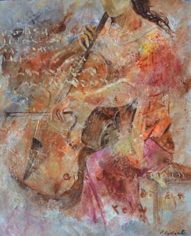 Painting titled "Playing cello" by Pol Ledent, Original Artwork, Oil