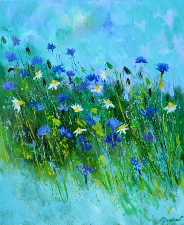 Malerei mit dem Titel "Summer flowers 5623" von Pol Ledent, Original-Kunstwerk, Öl Auf Keilrahmen aus Holz montiert