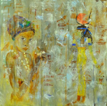 Painting titled "Egyptian memories" by Pol Ledent, Original Artwork, Oil Mounted on Wood Stretcher frame