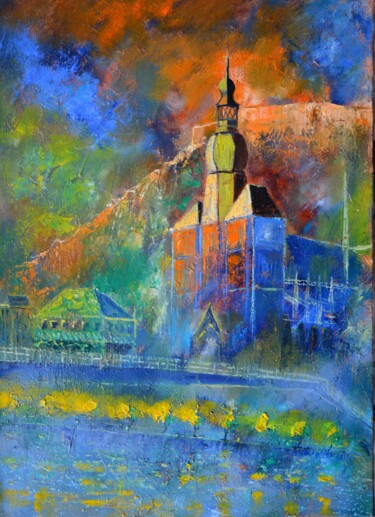 Peinture intitulée "Dinant city" par Pol Ledent, Œuvre d'art originale, Huile Monté sur Châssis en bois