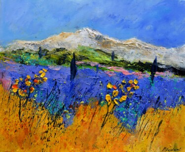 Painting titled "Lavender fields 6523" by Pol Ledent, Original Artwork, Oil