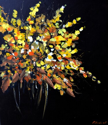 Painting titled "Autumnal still life…" by Pol Ledent, Original Artwork, Oil Mounted on Wood Stretcher frame