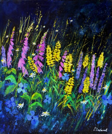 Картина под названием "Garden flowers" - Pol Ledent, Подлинное произведение искусства, Масло Установлен на Деревянная рама д…