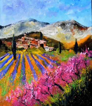 Peinture intitulée "Pink Provence" par Pol Ledent, Œuvre d'art originale, Huile Monté sur Châssis en bois