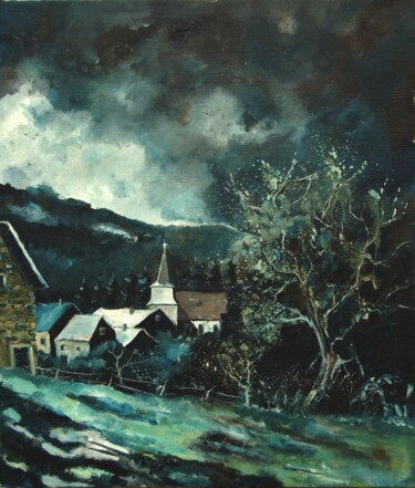 Painting titled "Storm is over  -  O…" by Pol Ledent, Original Artwork, Oil Mounted on Wood Stretcher frame