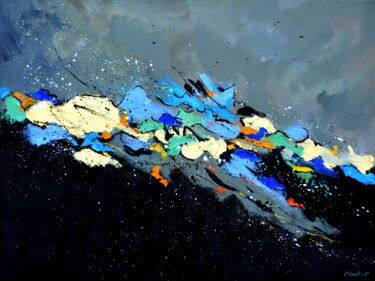 Schilderij getiteld "Colourful pebbles" door Pol Ledent, Origineel Kunstwerk, Olie Gemonteerd op Frame voor houten brancard