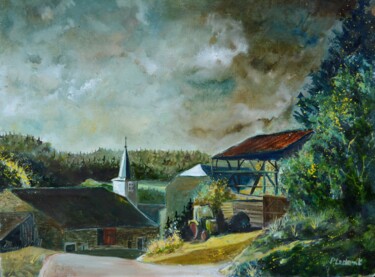 Peinture intitulée "My village" par Pol Ledent, Œuvre d'art originale, Huile Monté sur Châssis en bois