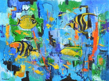 Peinture intitulée "Tropical fish  68" par Pol Ledent, Œuvre d'art originale, Huile Monté sur Châssis en bois