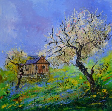 Painting titled "Spring in Normandy" by Pol Ledent, Original Artwork, Oil Mounted on Wood Stretcher frame