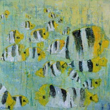 Картина под названием "Tropical fish 77" - Pol Ledent, Подлинное произведение искусства, Масло Установлен на Деревянная рама…