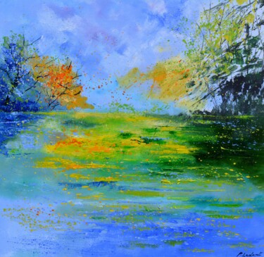 Painting titled "Quiet waters" by Pol Ledent, Original Artwork, Oil Mounted on Wood Stretcher frame