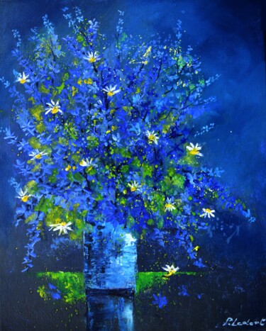 Peinture intitulée "Blue still life 451…" par Pol Ledent, Œuvre d'art originale, Huile Monté sur Châssis en bois