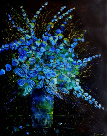 Peinture intitulée "Blue still life  -…" par Pol Ledent, Œuvre d'art originale, Huile Monté sur Châssis en bois