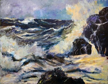 Painting titled "Seascapes 97" by Pol Ledent, Original Artwork, Oil Mounted on Wood Stretcher frame